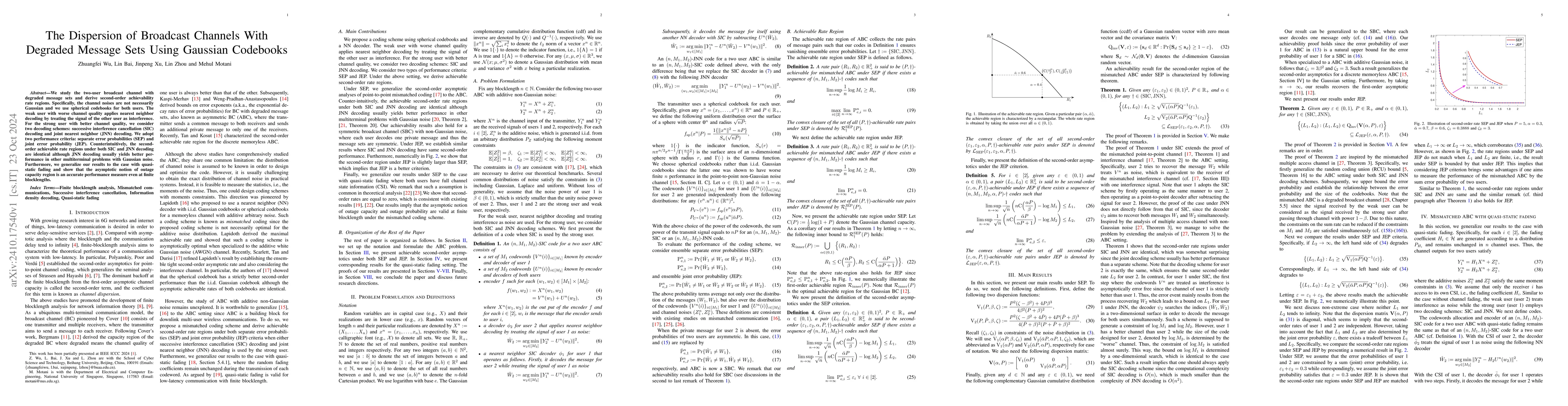 Thumbnail for The Dispersion of Broadcast Channels With Degraded Message Sets Using
  Gaussian Codebooks