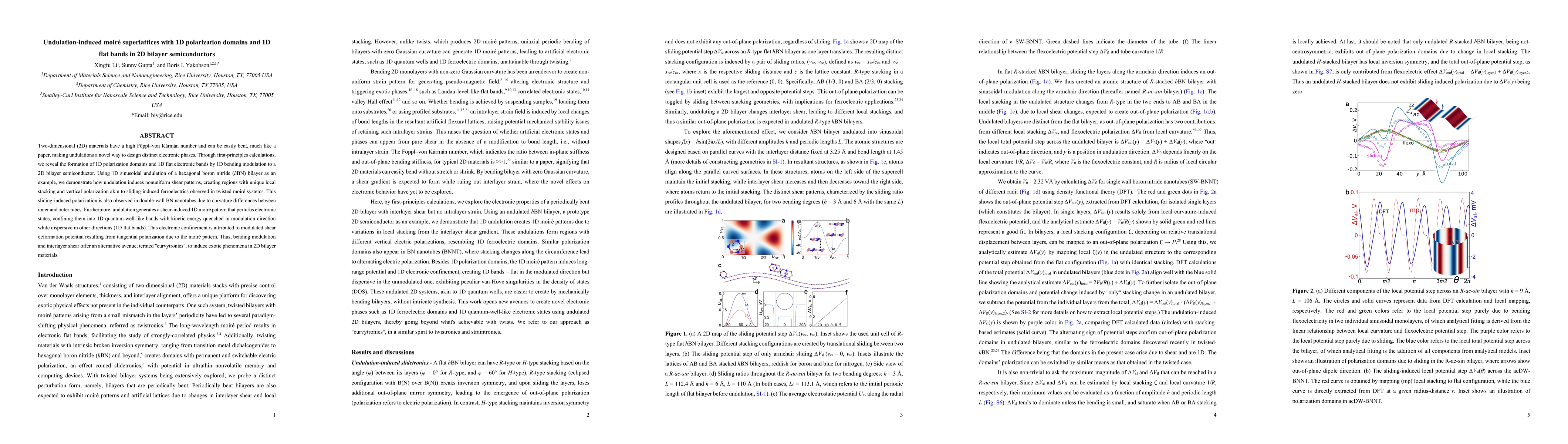 Thumbnail for Undulation-induced moiré superlattices with 1D polarization domains
  and 1D flat bands in 2D bilayer semiconductors