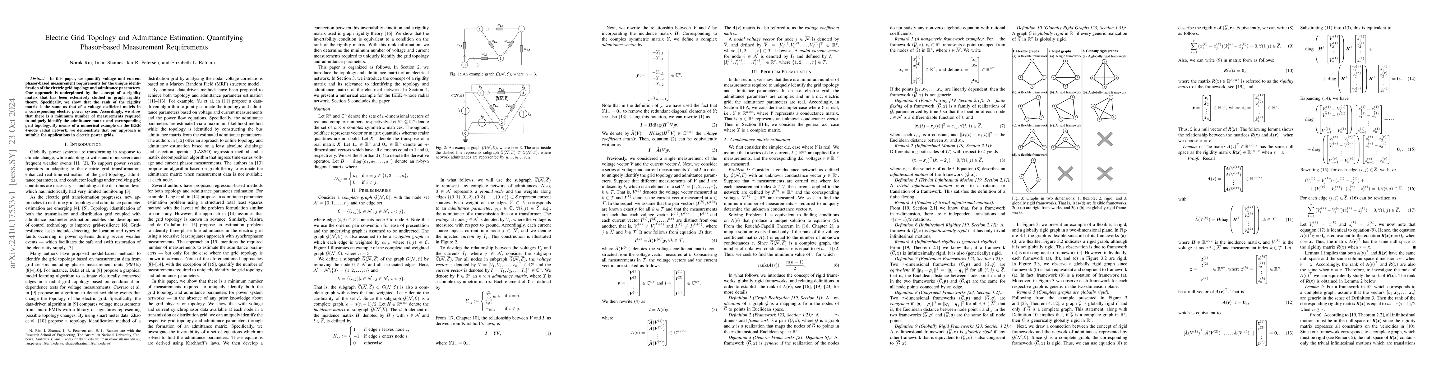 Thumbnail for Electric Grid Topology and Admittance Estimation: Quantifying
  Phasor-based Measurement Requirements