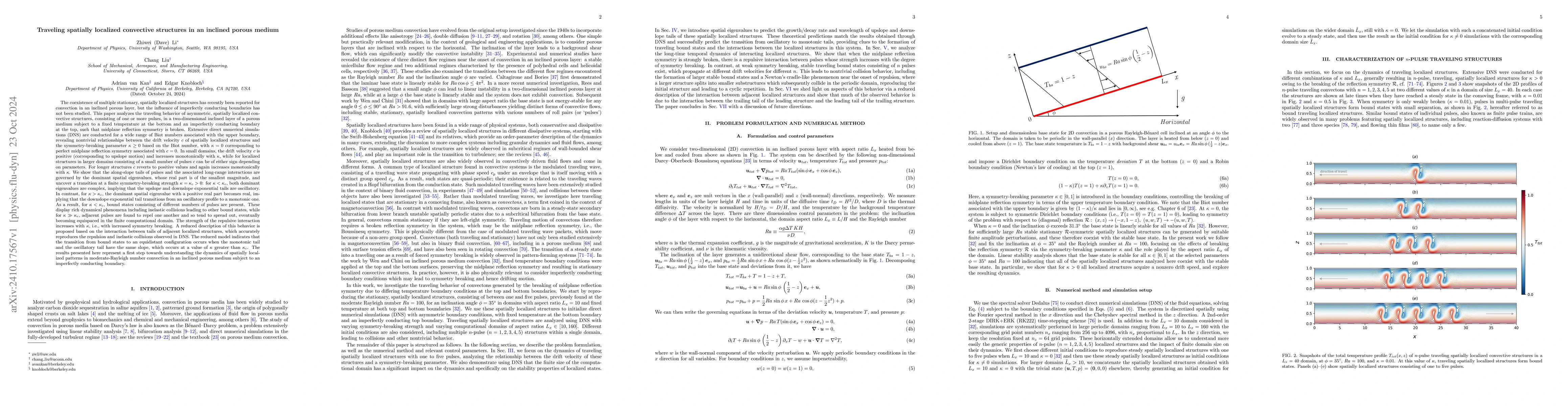 Thumbnail for Traveling spatially localized convective structures in an inclined
  porous medium