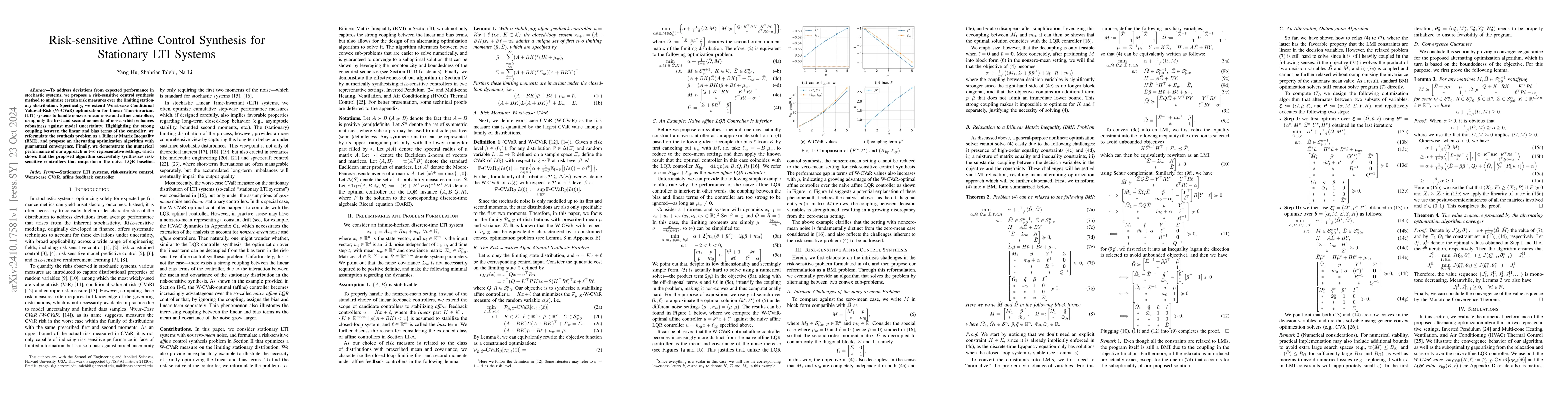 Thumbnail for Risk-sensitive Affine Control Synthesis for Stationary LTI Systems