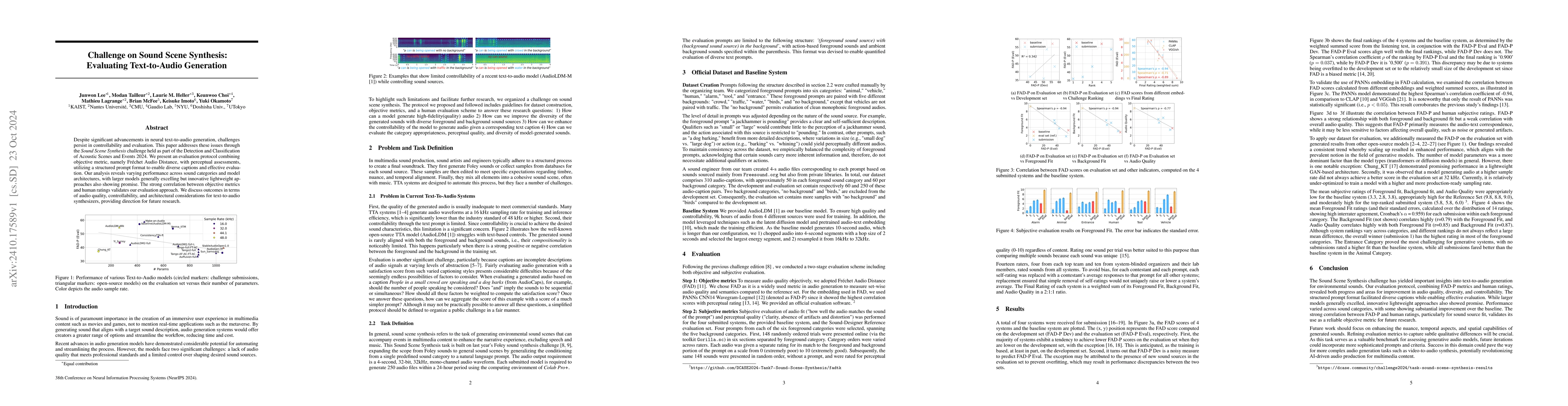 Thumbnail for Challenge on Sound Scene Synthesis: Evaluating Text-to-Audio Generation