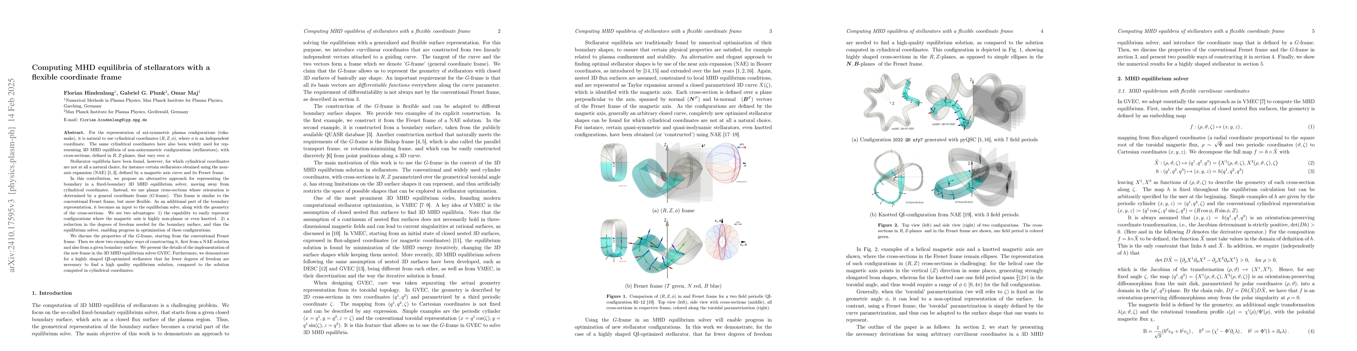 Thumbnail for A generalized Frenet frame for computing MHD equilibria in stellarators