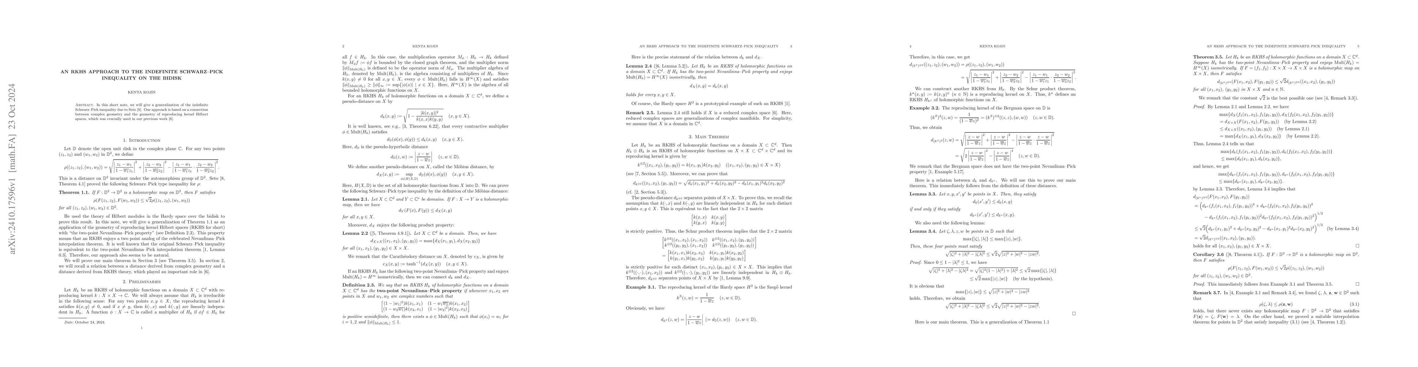 Thumbnail for An RKHS approach to the indefinite Schwarz-Pick inequality on the bidisk