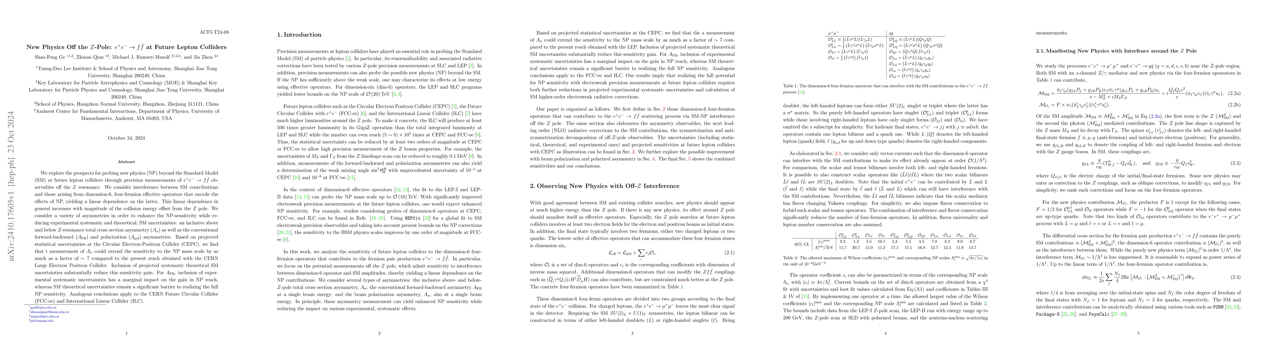 Thumbnail for New Physics Off the $Z$-Pole: $e^+ e^- \rightarrow f \bar f$ at Future
  Lepton Colliders