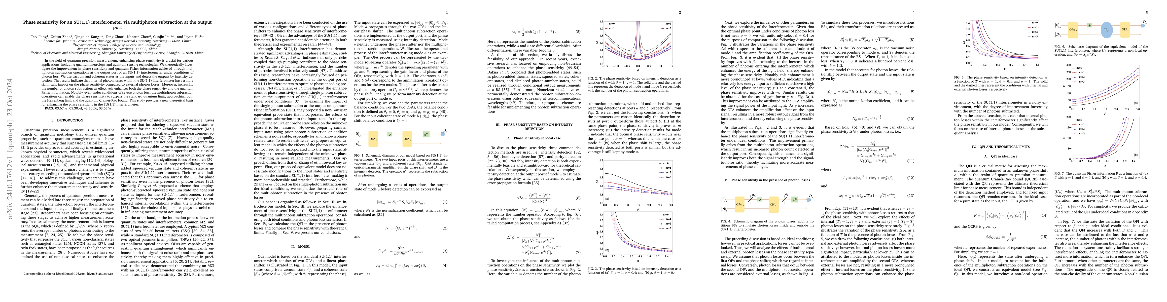 Thumbnail for Phase sensitivity for an SU(1,1) interferometer via multiphoton
  subtraction at the output port