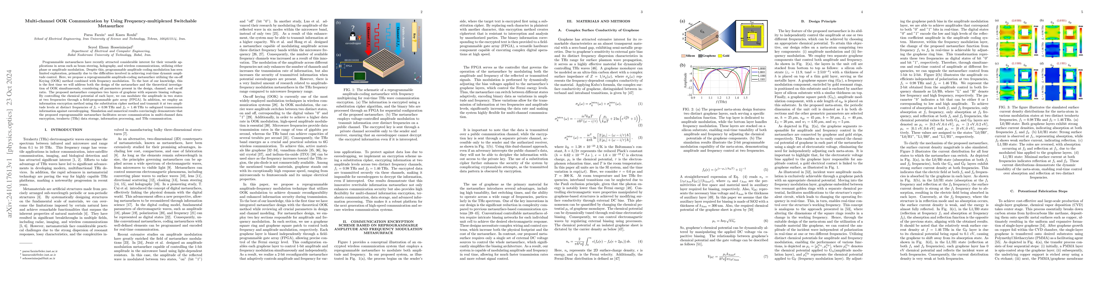 Thumbnail for Multi-channel OOK Communication by Using Frequency-multiplexed
  Switchable Metasurface