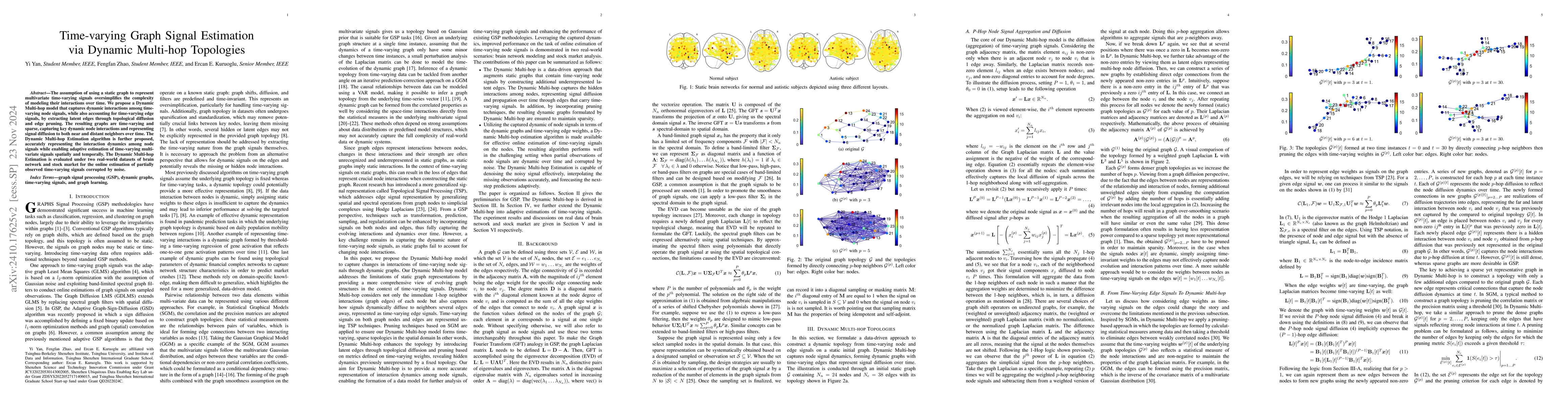 Thumbnail for Time-varying Graph Signal Estimation via Dynamic Multi-hop Topologies