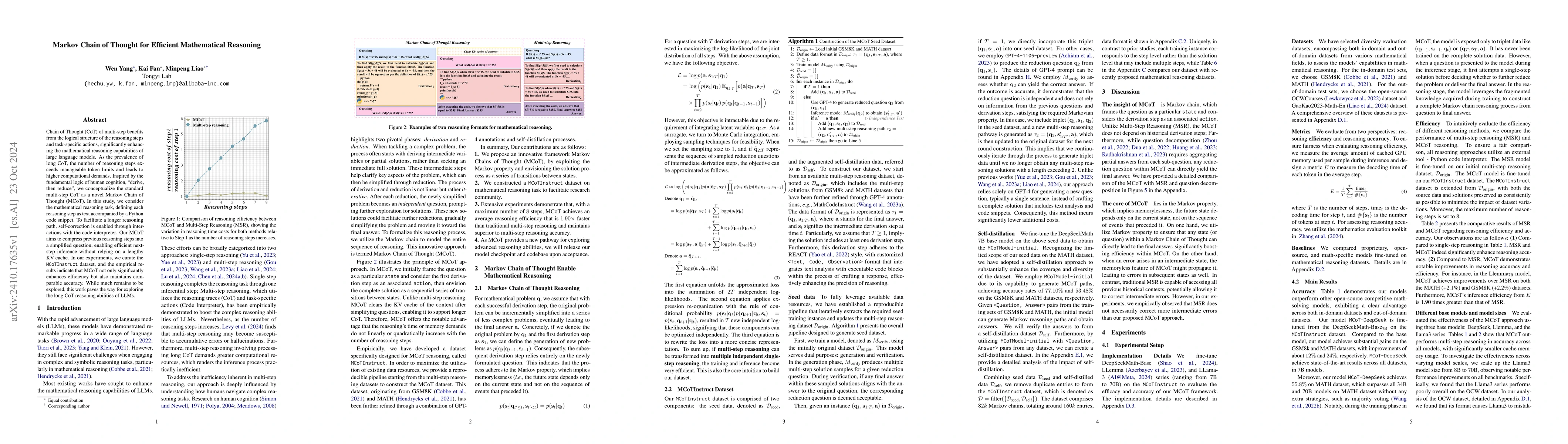 Thumbnail for Markov Chain of Thought for Efficient Mathematical Reasoning