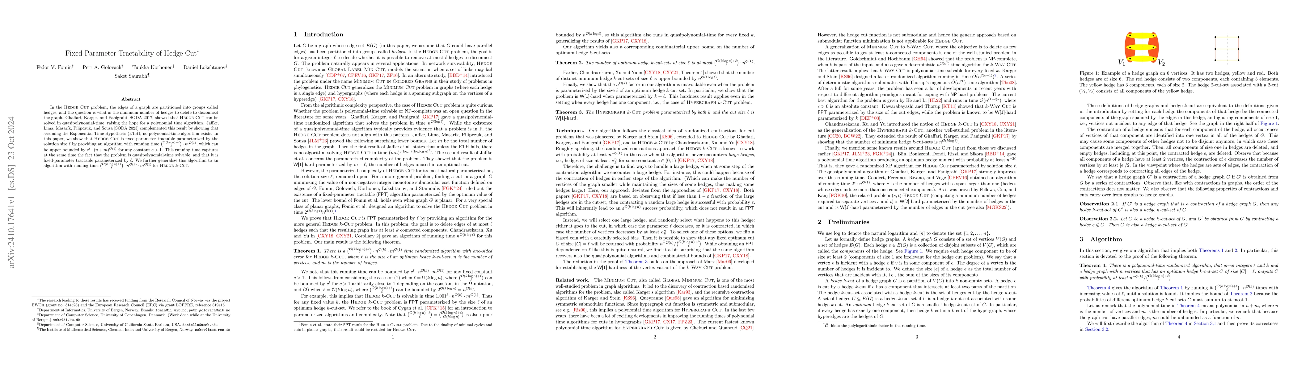 Thumbnail for Fixed-Parameter Tractability of Hedge Cut