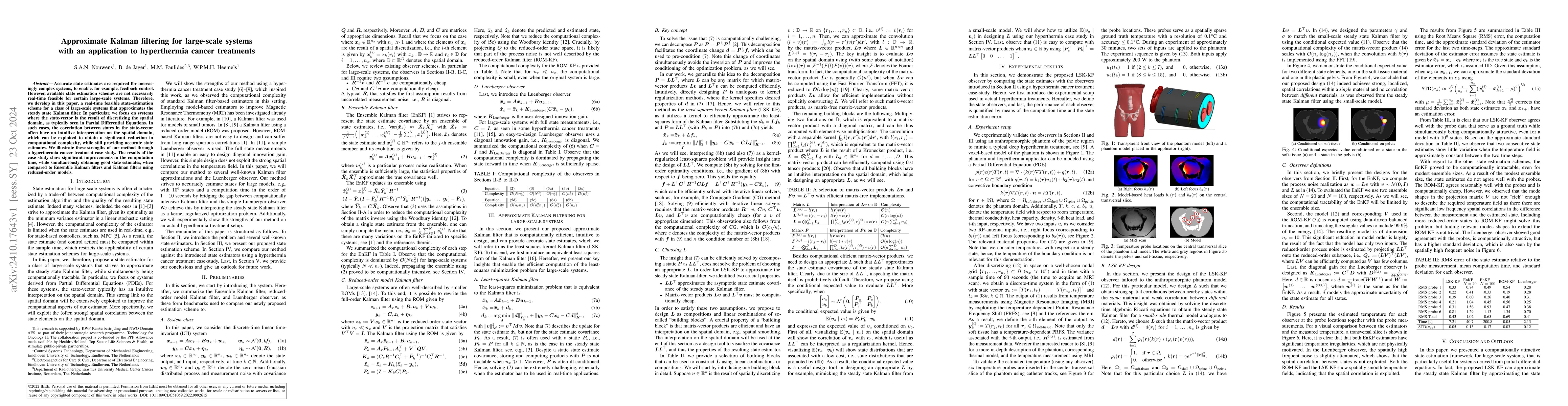 Thumbnail for Approximate Kalman filtering for large-scale systems with an application
  to hyperthermia cancer treatments