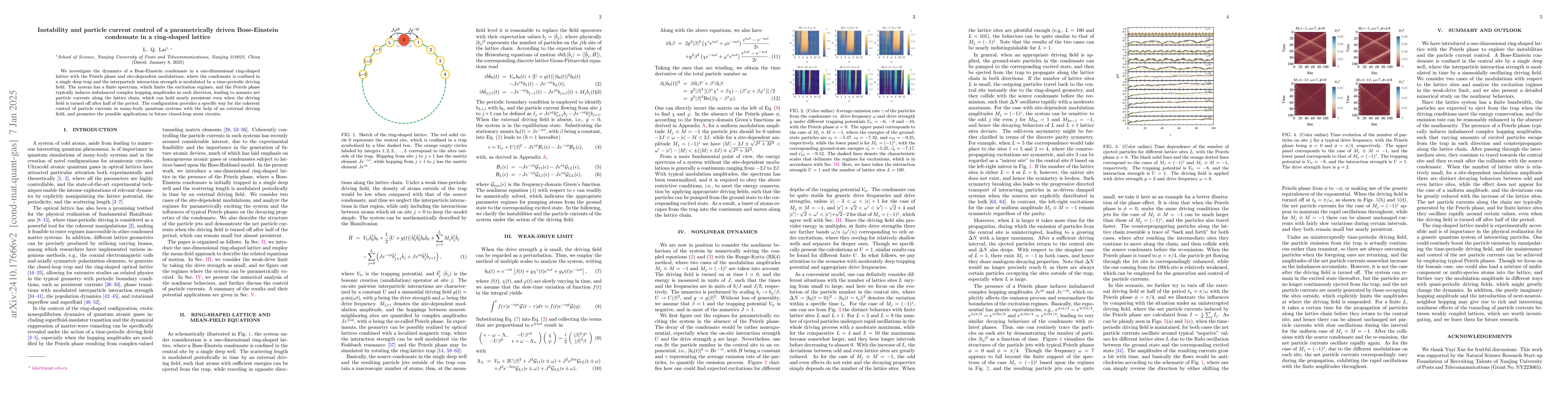 Thumbnail for Instability and particle current control of a parametrically driven
  Bose-Einstein condensate in a ring-shaped lattice