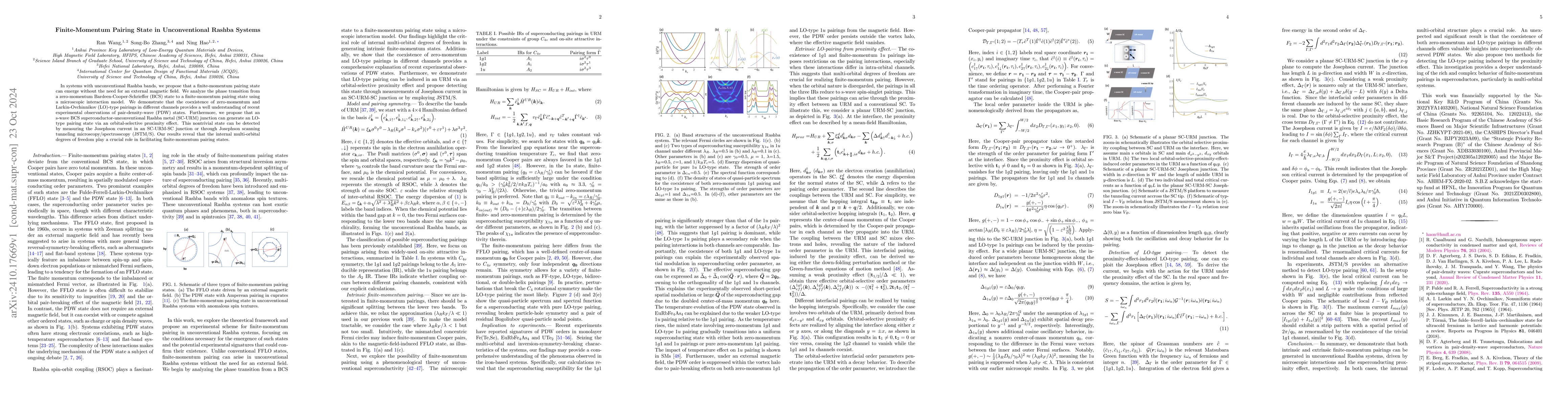 Thumbnail for Finite-Momentum Pairing State in Unconventional Rashba Systems