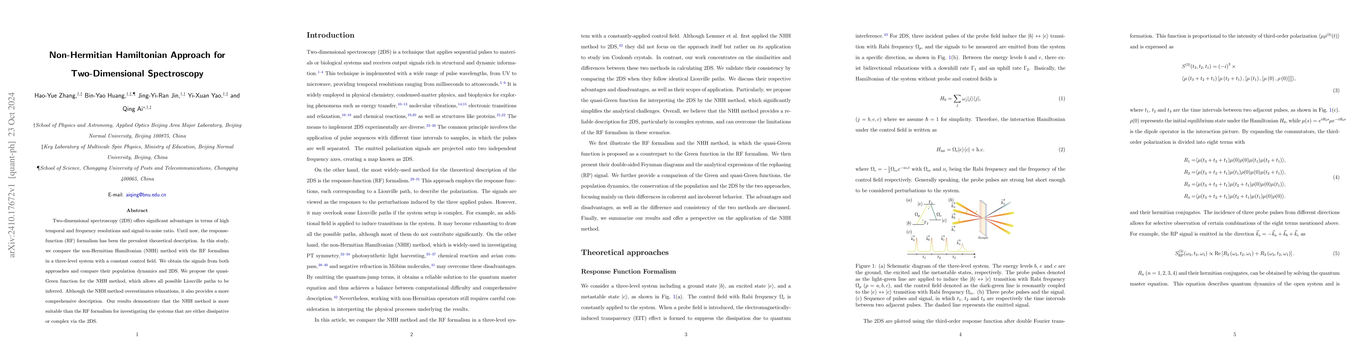 Thumbnail for Non-Hermitian Hamiltonian Approach for Two-Dimensional Spectroscopy