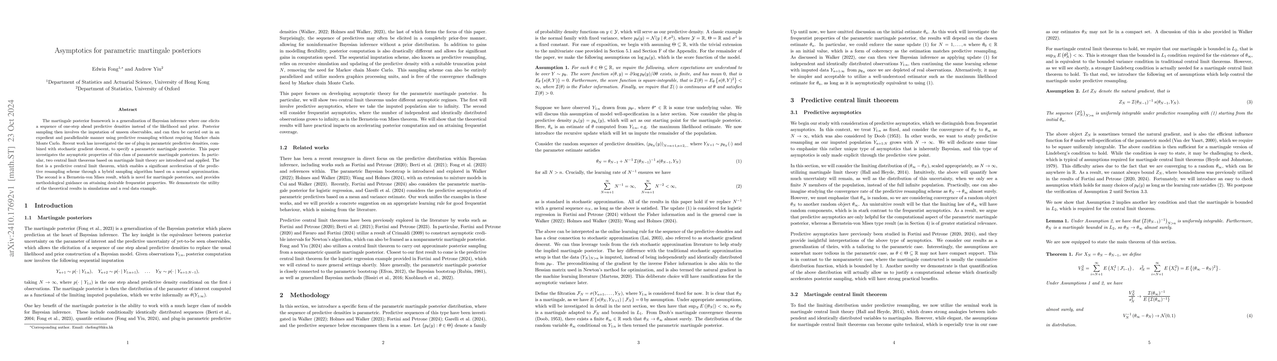 Thumbnail for Asymptotics for parametric martingale posteriors
