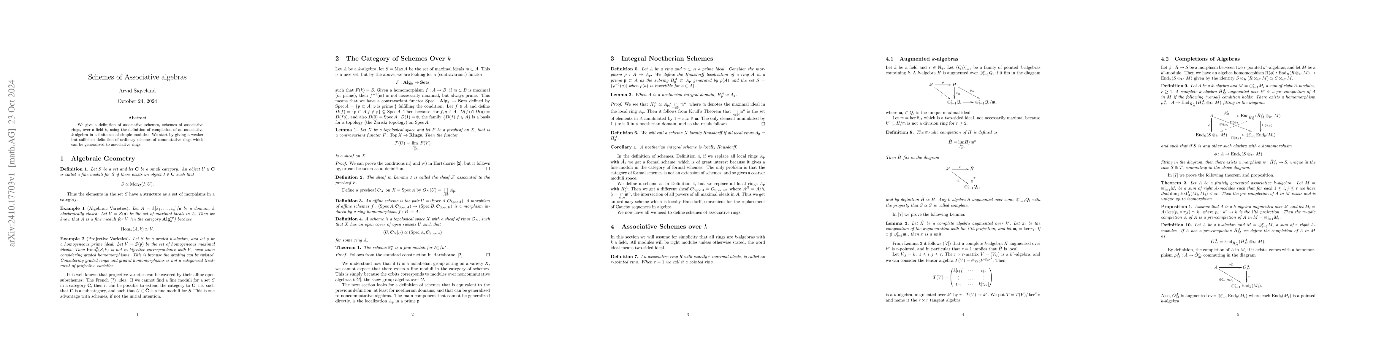 Thumbnail for Schemes of Associative Algebras