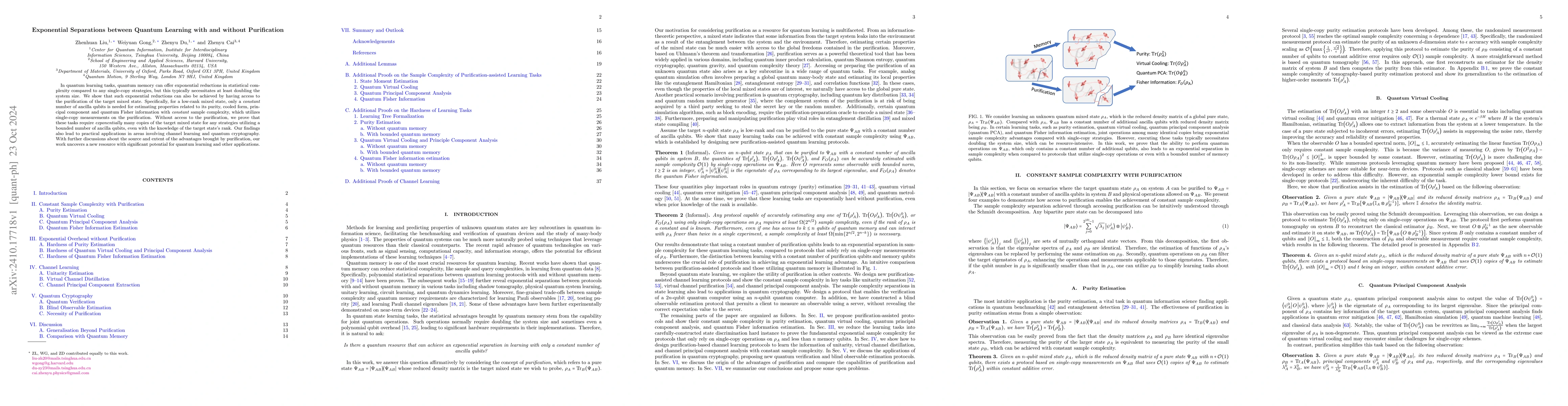 Thumbnail for Exponential Separations between Quantum Learning with and without
  Purification