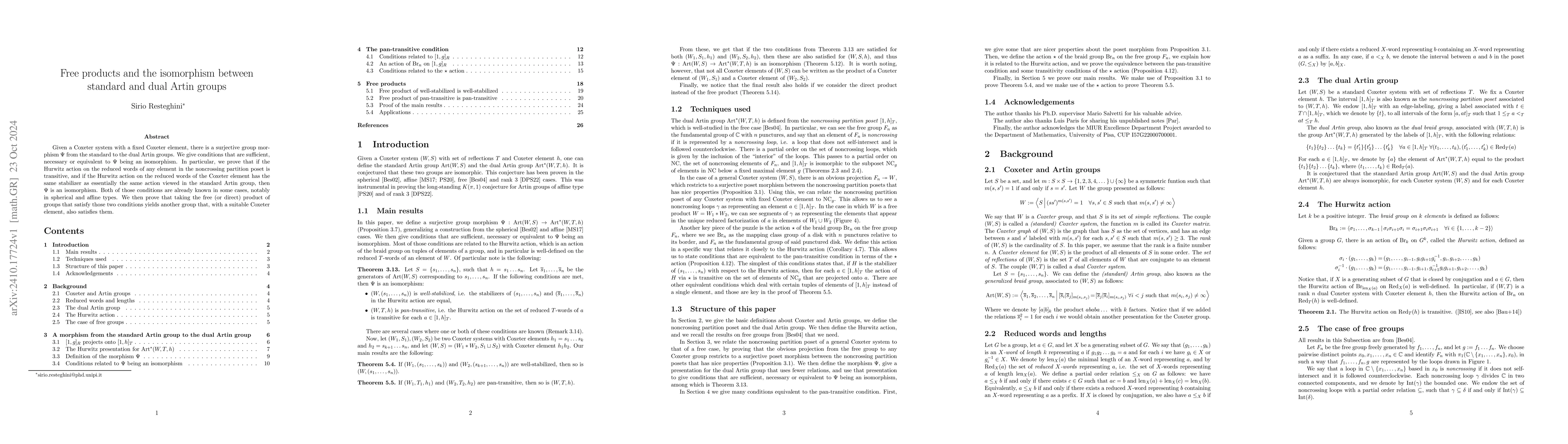 Thumbnail for Free Products and the Isomorphism between Standard and Dual Artin Groups