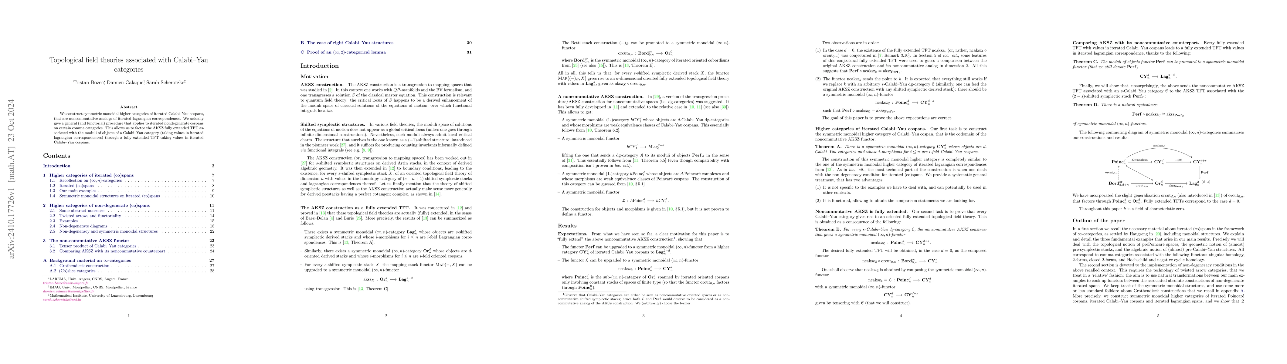 Thumbnail for Topological field theories associated with Calabi-Yau categories