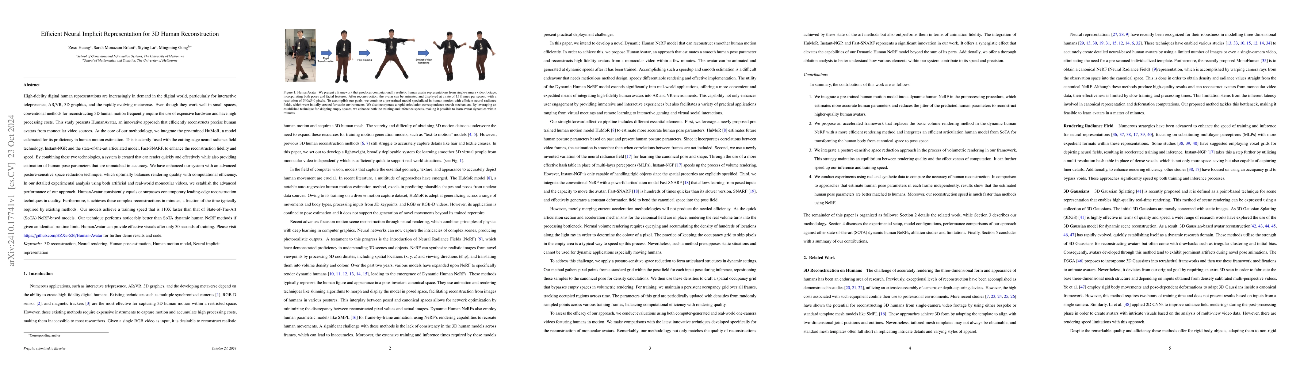 Thumbnail for Efficient Neural Implicit Representation for 3D Human Reconstruction