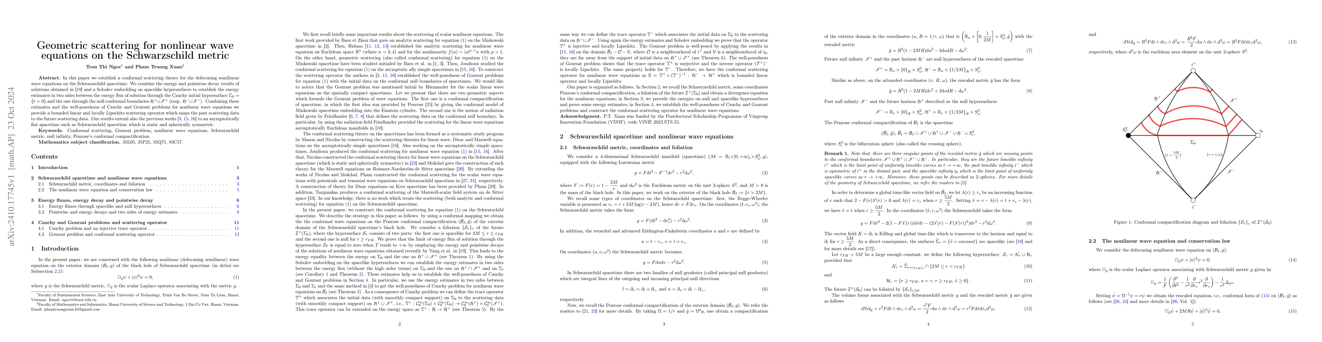 Thumbnail for Geometric scattering for nonlinear wave equations on the Schwarzschild
  metric