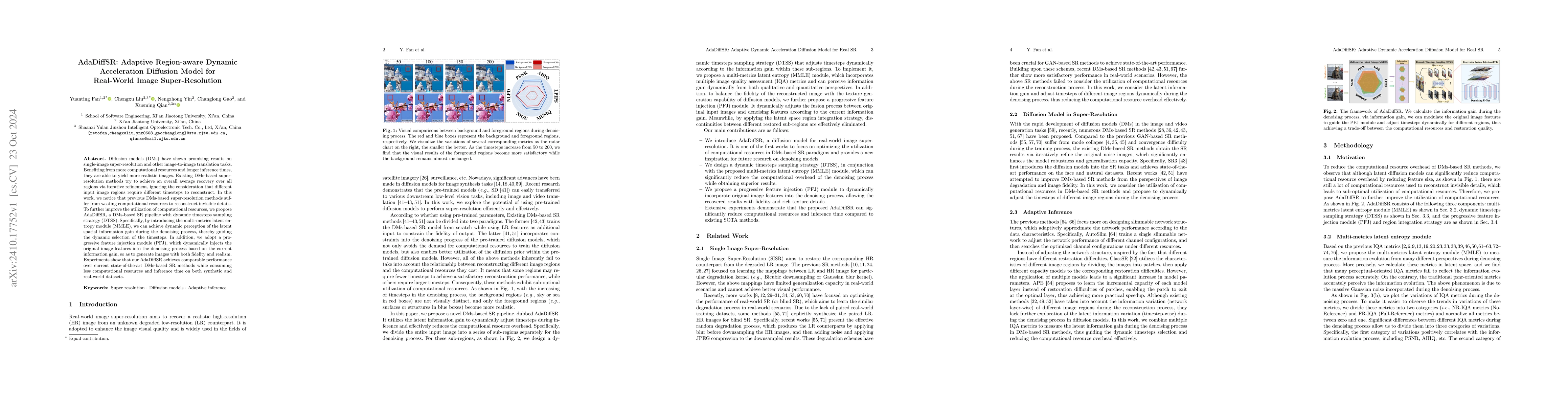 Thumbnail for AdaDiffSR: Adaptive Region-aware Dynamic Acceleration Diffusion Model
  for Real-World Image Super-Resolution