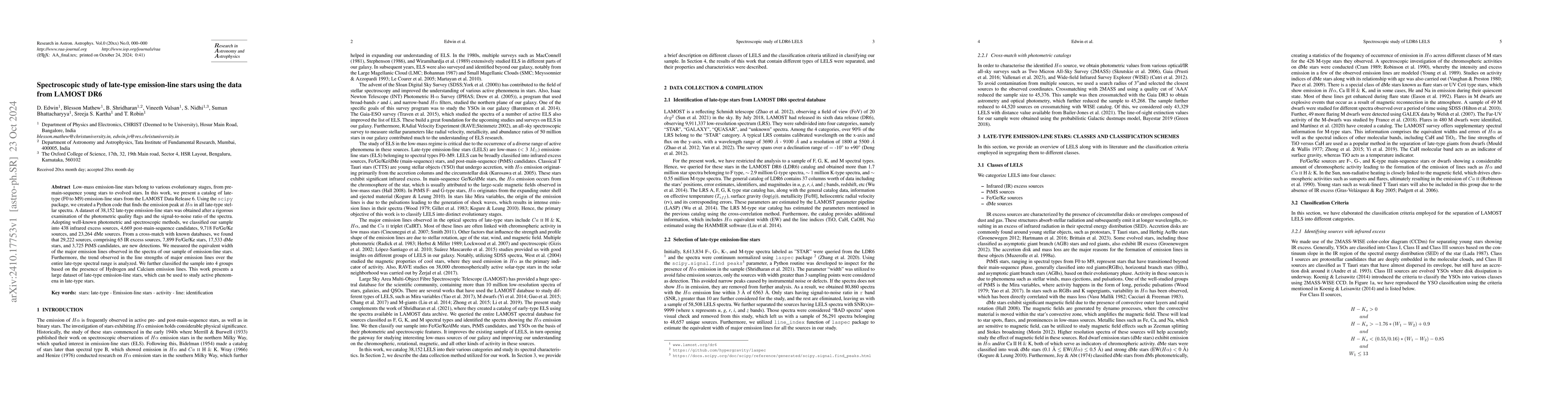 Thumbnail for Spectroscopic study of late-type emission-line stars using the data from
  LAMOST DR6