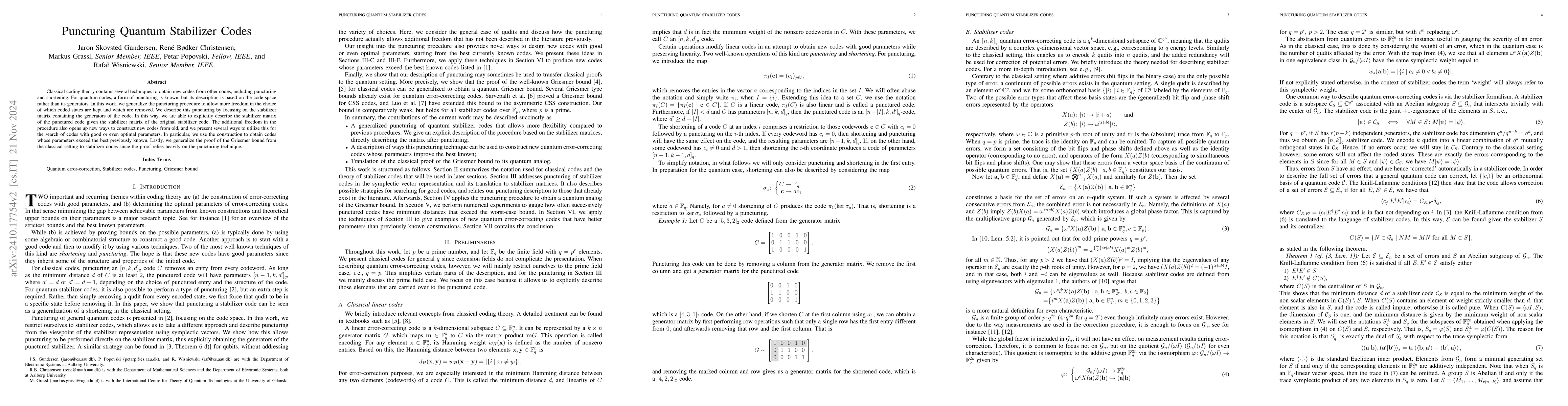 Thumbnail for Puncturing Quantum Stabilizer Codes