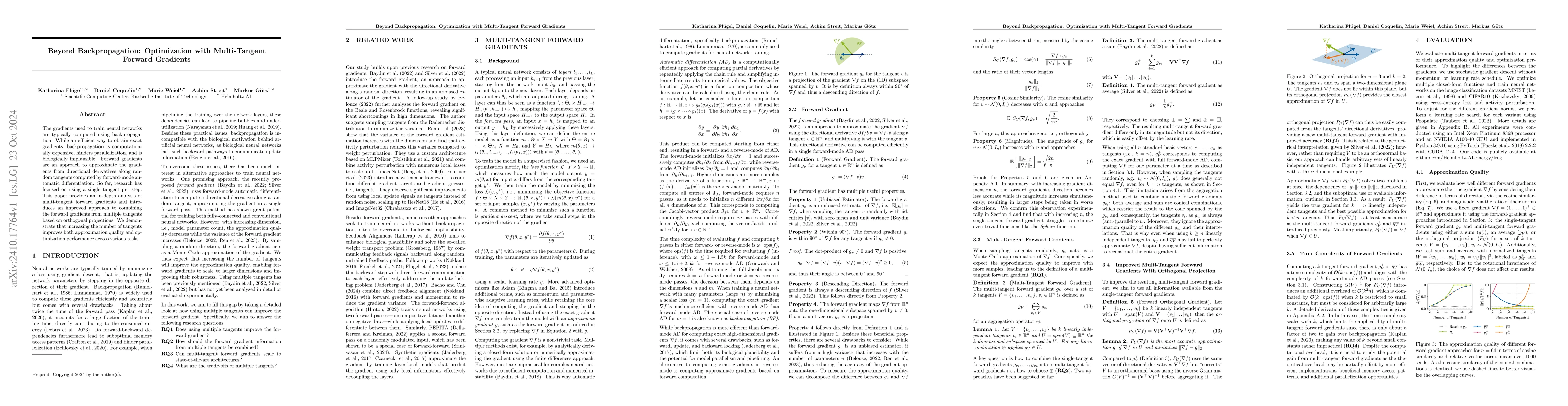 Thumbnail for Beyond Backpropagation: Optimization with Multi-Tangent Forward
  Gradients