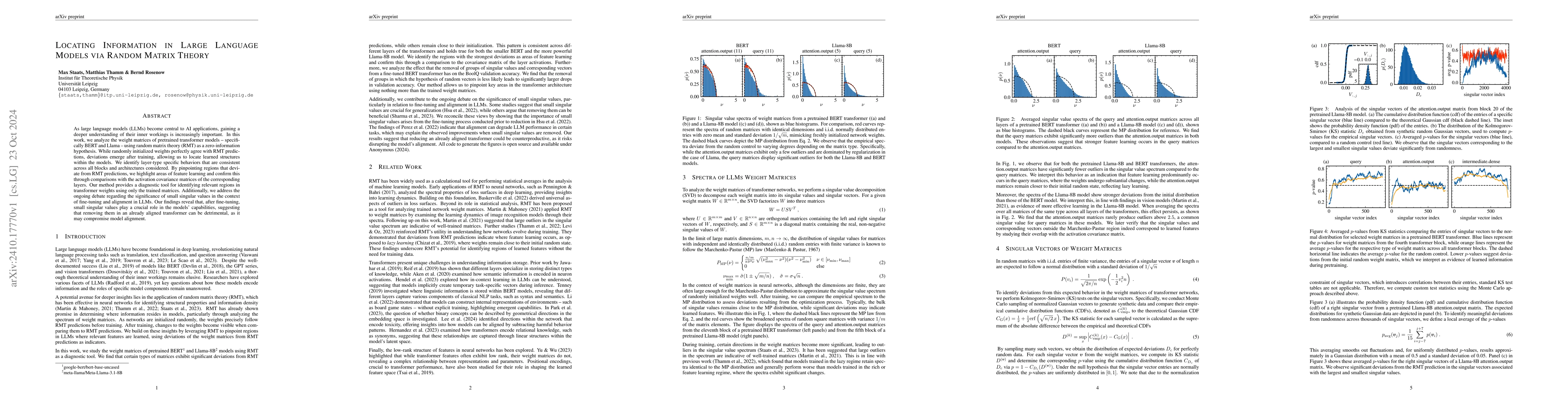 Thumbnail for Locating Information in Large Language Models via Random Matrix Theory