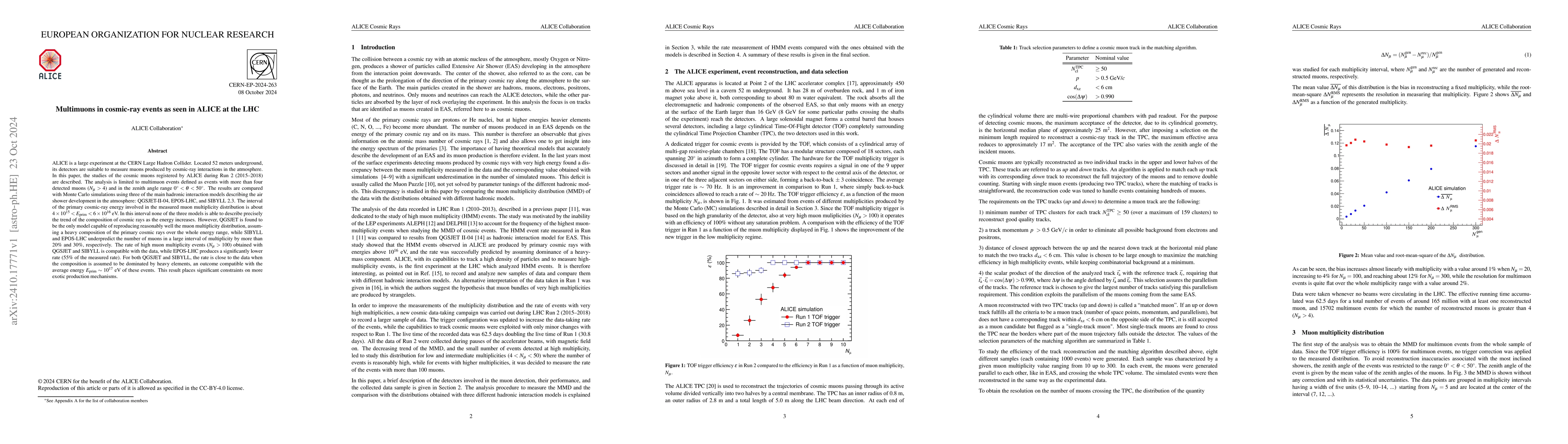 Thumbnail for Multimuons in cosmic-ray events as seen in ALICE at the LHC