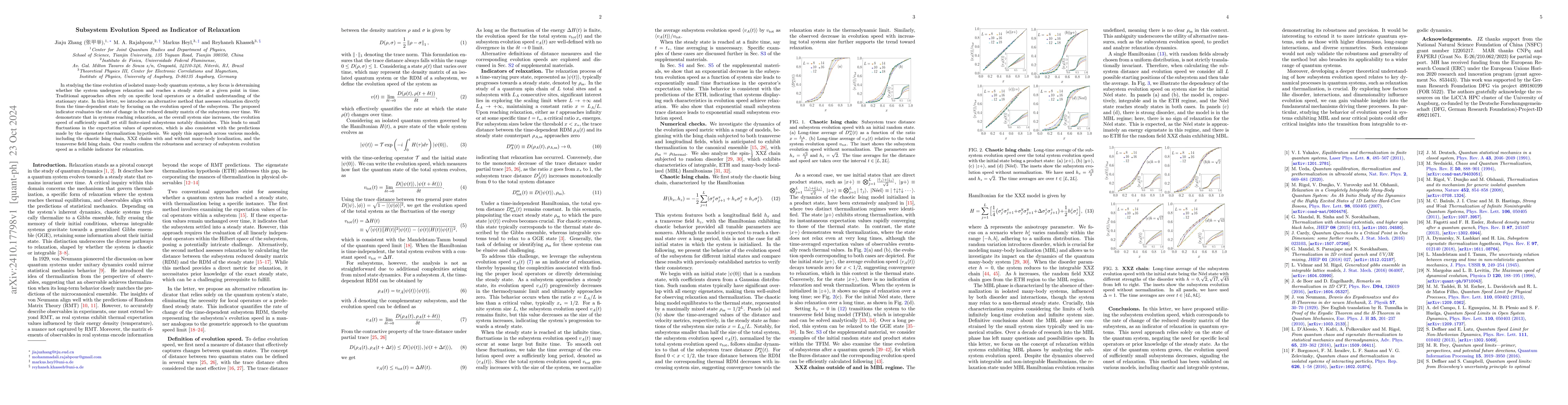 Thumbnail for Subsystem Evolution Speed as Indicator of Relaxation