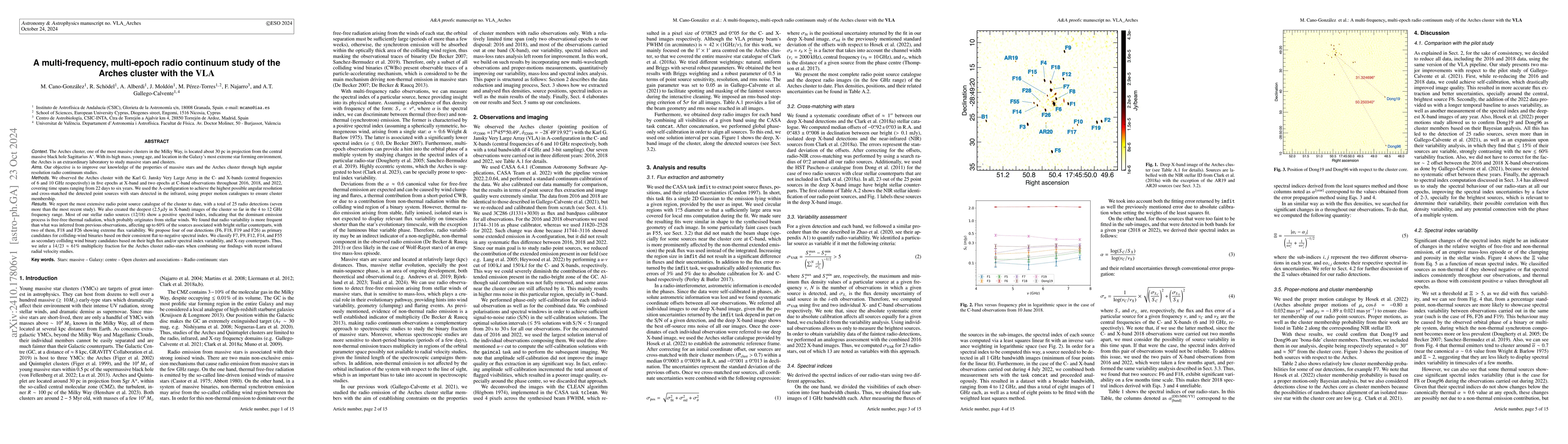Thumbnail for A multi-frequency, multi-epoch radio continuum study of the Arches
  cluster with the VLA