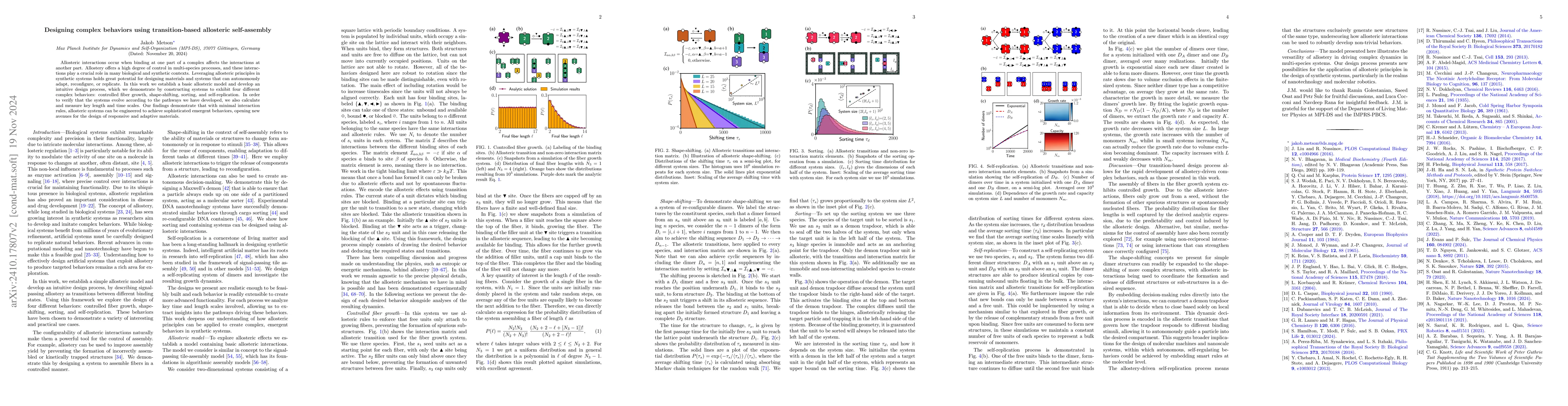 Thumbnail for Designing complex behaviors using transition-based allosteric
  self-assembly