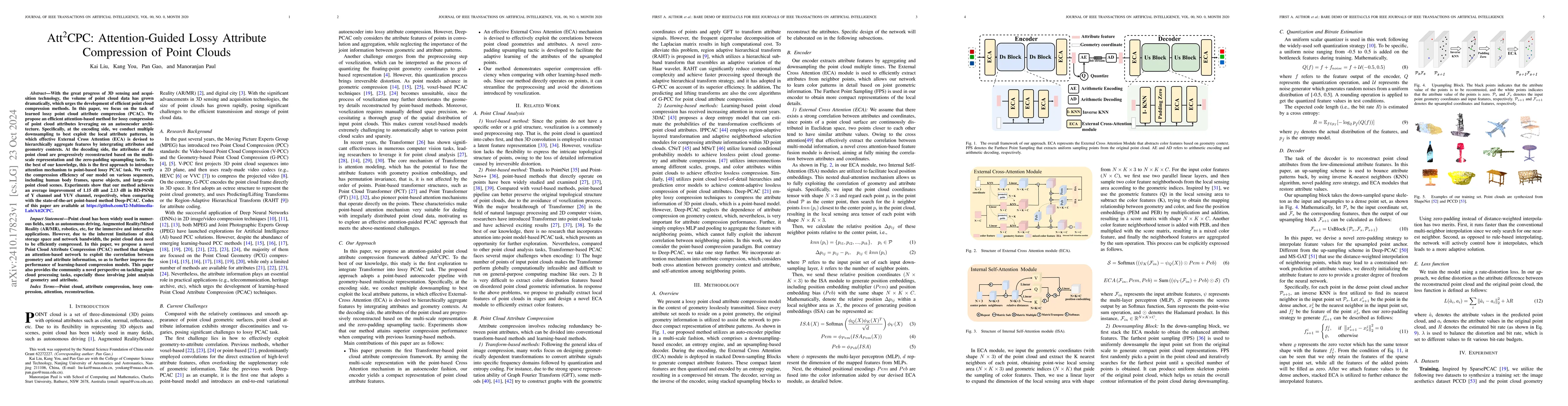 Thumbnail for Att2CPC: Attention-Guided Lossy Attribute Compression of Point Clouds