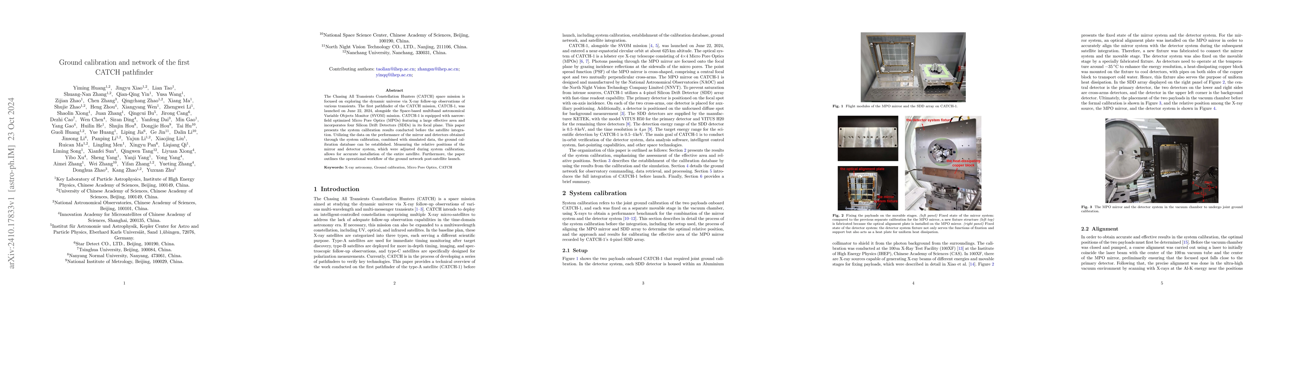 Thumbnail for Ground calibration and network of the first CATCH pathfinder