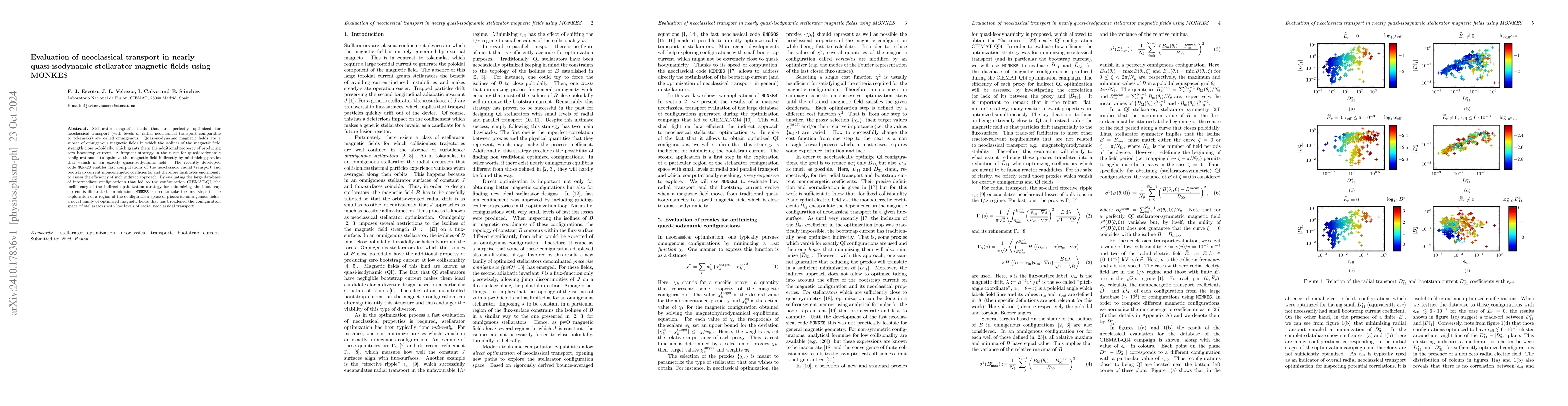 Thumbnail for Evaluation of neoclassical transport in nearly quasi-isodynamic
  stellarator magnetic fields using MONKES
