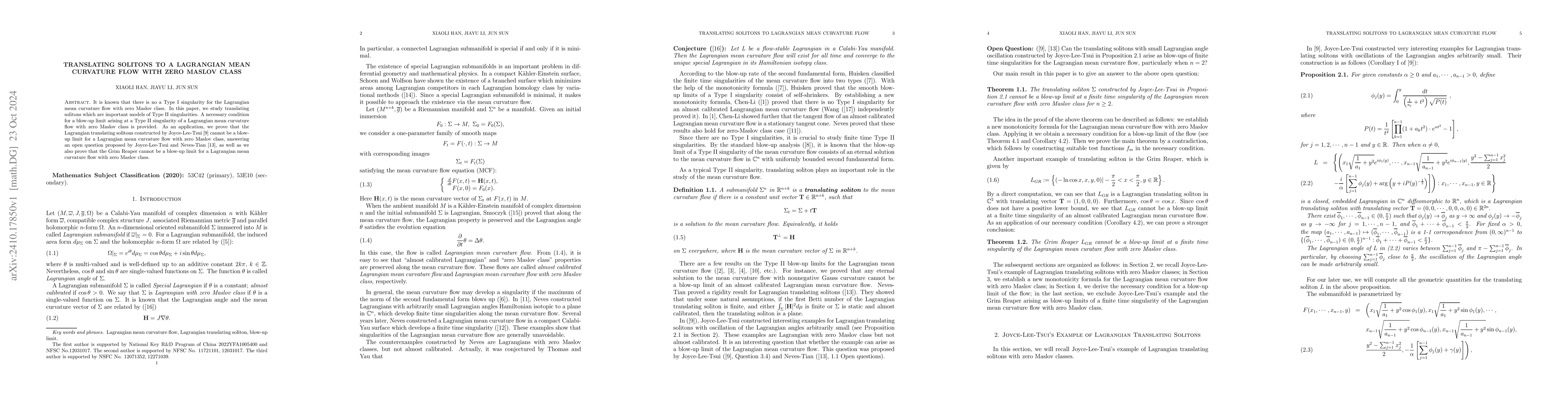 Thumbnail for Translating Solitons to a Lagrangian mean curvature flow with zero
  Maslov class