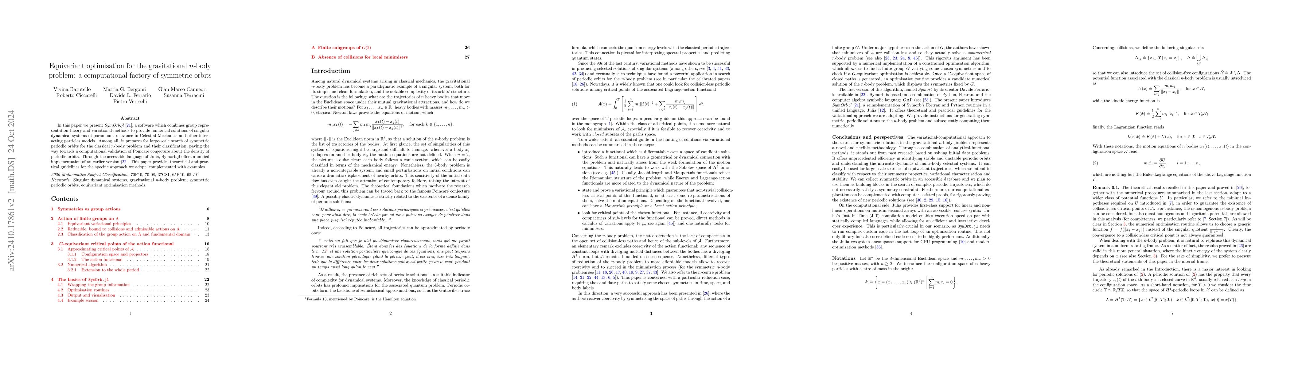 Thumbnail for Equivariant optimisation for the gravitational $n$-body problem: a
  computational factory of symmetric orbits