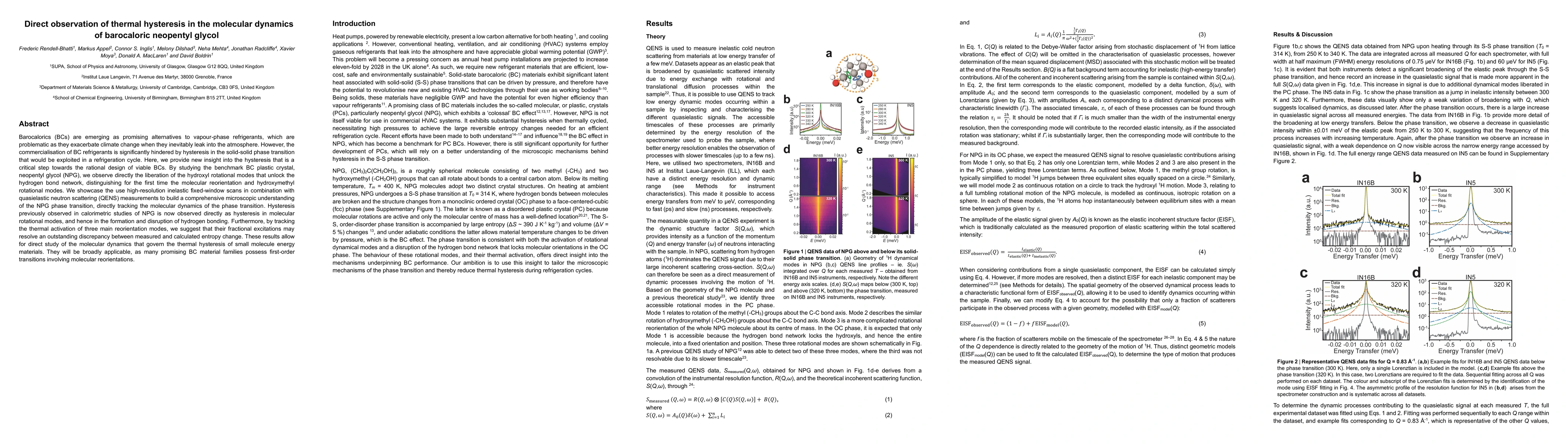Thumbnail for Direct observation of thermal hysteresis in the molecular dynamics of
  orientationally disordered barocalorics