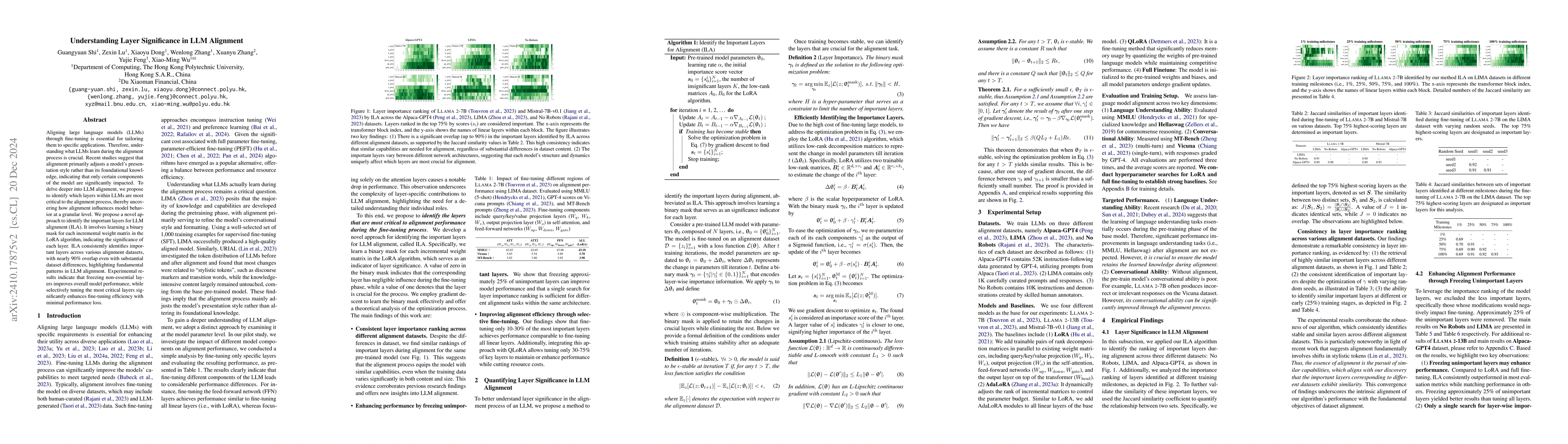 Thumbnail for Understanding Layer Significance in LLM Alignment