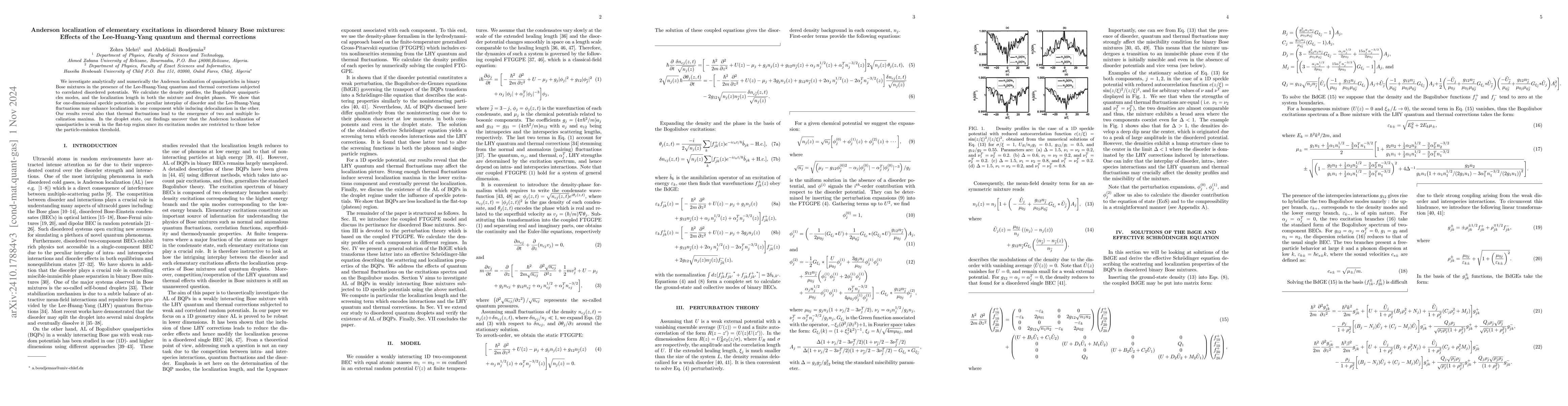 Thumbnail for Anderson localization of elementary excitations in disordered binary
  Bose mixtures: Effects of the Lee-Huang-Yang quantum and thermal corrections