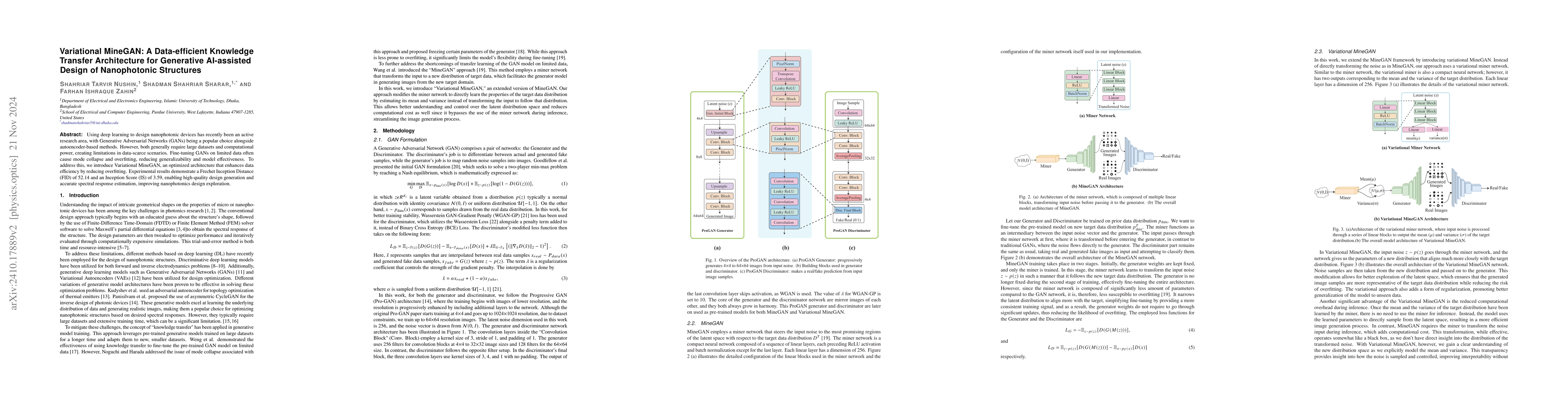 Thumbnail for Variational MineGAN: A Data-efficient Knowledge Transfer Architecture
  for Generative AI-assisted Design of Nanophotonic Structures