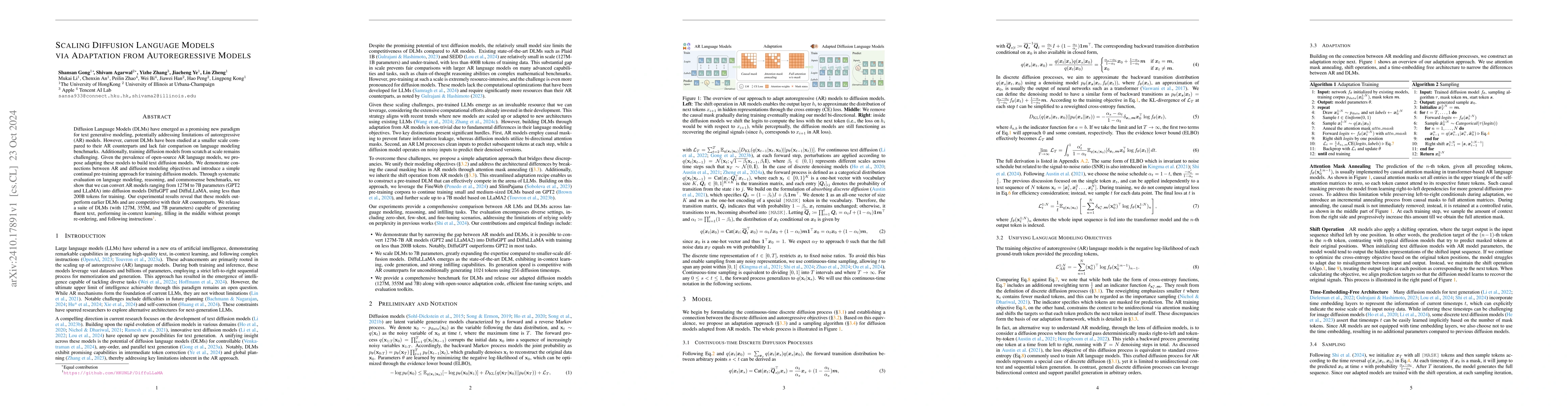 Thumbnail for Scaling Diffusion Language Models via Adaptation from Autoregressive
  Models
