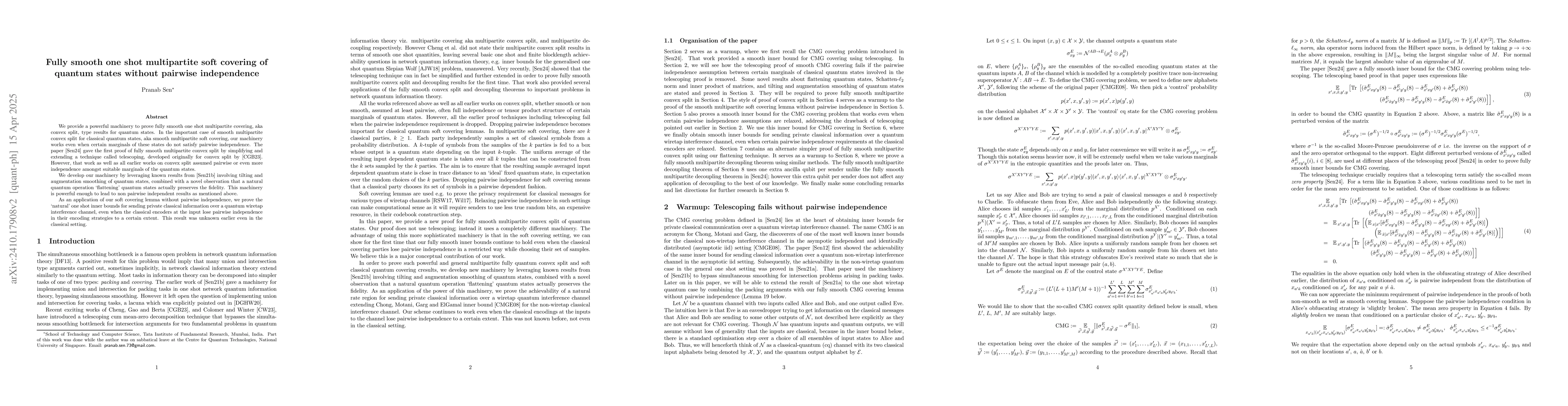 Thumbnail for Fully smooth one shot multipartite soft covering of quantum states
  without pairwise independence