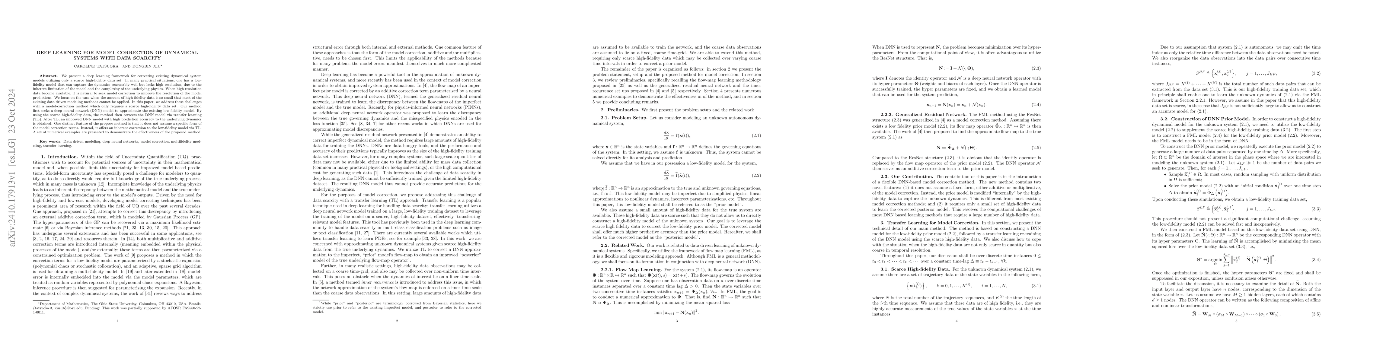 Thumbnail for Deep learning for model correction of dynamical systems with data
  scarcity