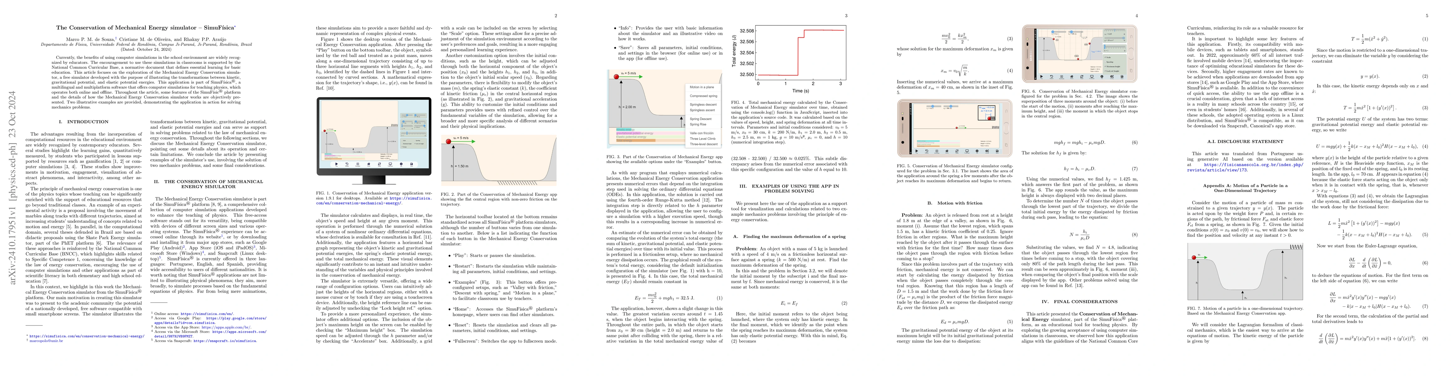 Thumbnail for The Conservation of Mechanical Energy simulator -- SimuFísica