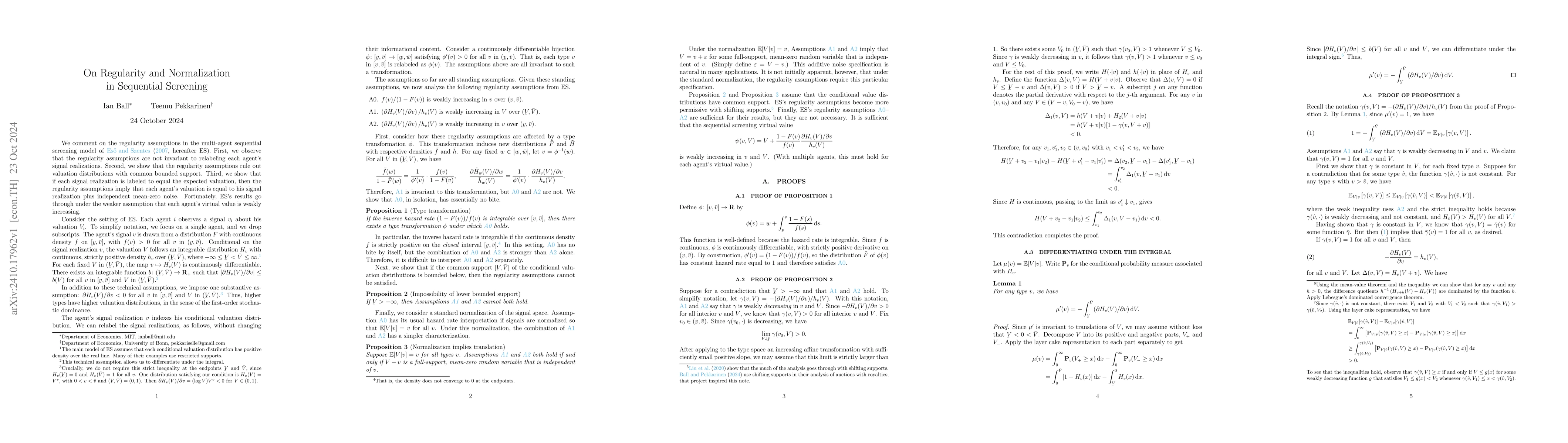 Thumbnail for On Regularity and Normalization in Sequential Screening