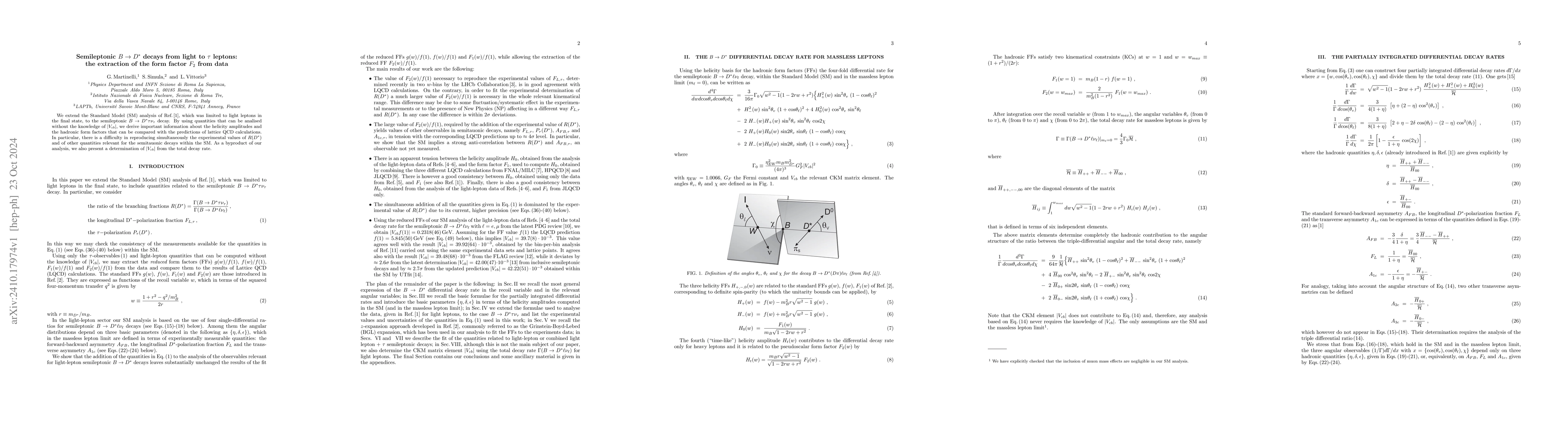 Thumbnail for Semileptonic $B \to D^*$ decays from light to $τ$ leptons: the
  extraction of the form factor $F_2$ from data