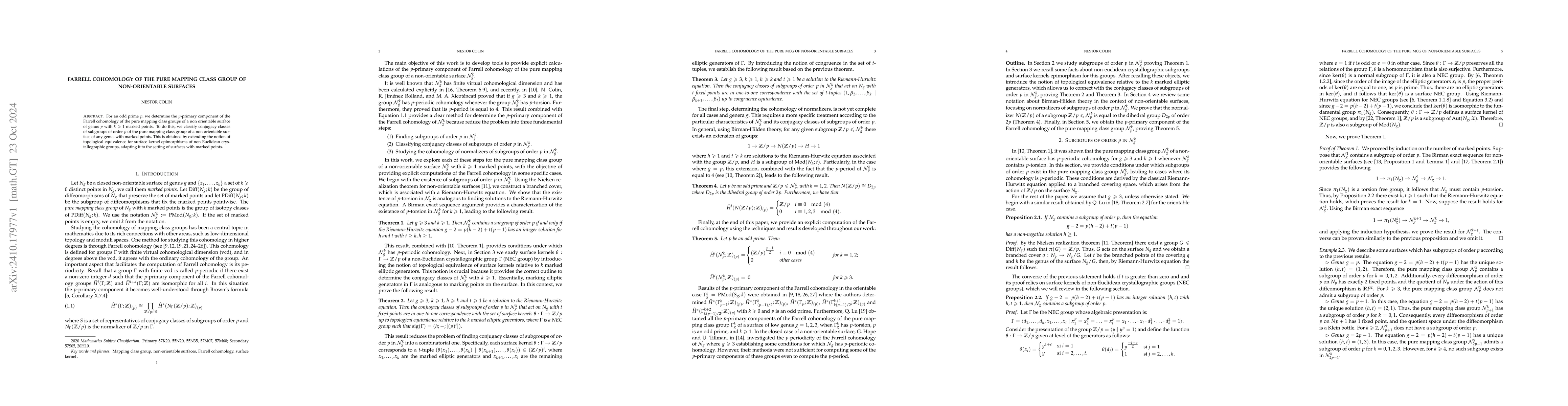 Thumbnail for Farrell cohomology of the pure mapping class group of non-orientable
  surfaces